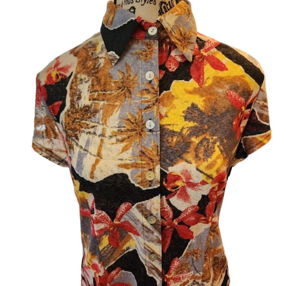 Women's loose skirt and blouse with floral print. Size M - Picture 13 of 14